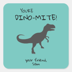 Anpassa att du är Dino-mite Dinosaur Square Stic Fyrkantigt Klistermärke