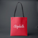 Anpassa att lägga till ditt namn eller din textmal tygkasse<br><div class="desc">Byt ut skripttexten Namn här Eleganten mot den moderna minimalistiska mönstertypografimallen Red Shopping Shoulder Tote Bag.</div>
