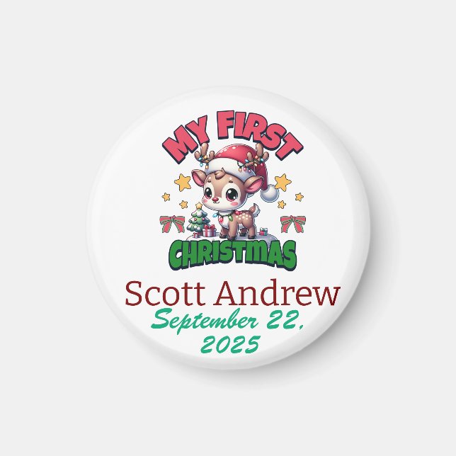 Anpassa Baby första julbrunt i Hjorten Magnet (Framsidan)