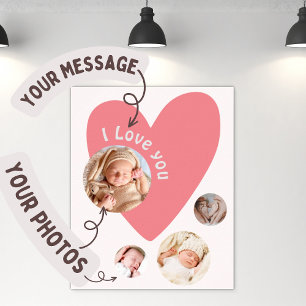 Anpassa Baby Gift med 4 foton och meddelanden Poster