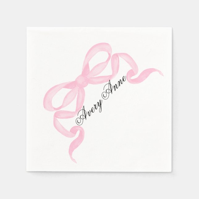 Anpassa baby shower servett rosa rosett (Framsidan)