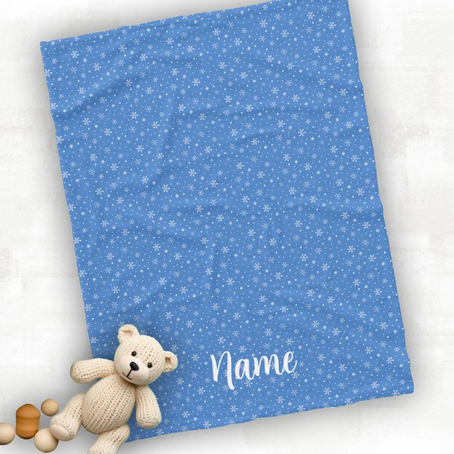 Anpassa Baby Winter Snöflingor Blue Fleecefilt (Skapare uppladdad)