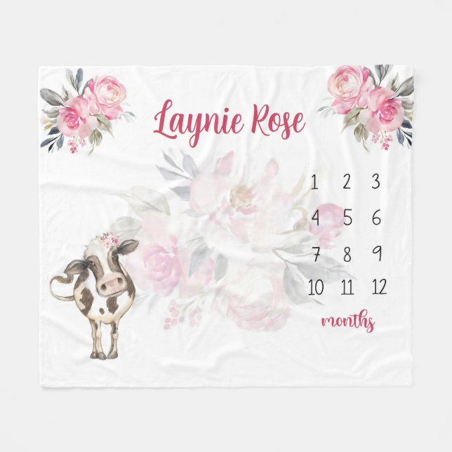 Anpassa babyblanket, avblankt för Flicka Baby Fleecefilt (Framsidan (Horisontell))