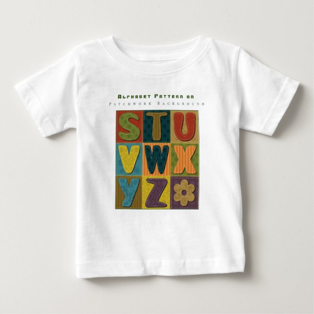 Anpassa bakgrunden till Alphabet Mönster Patchwork T Shirt (Framsida)