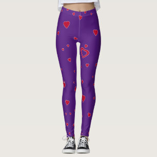 Anpassa bakgrunden till Färg Red Hearts Leggings