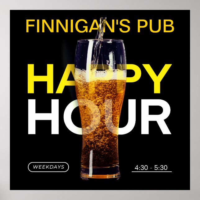 Anpassa Bar Pub Pub Hus Happy Hour Öl  Poster (Framsidan)