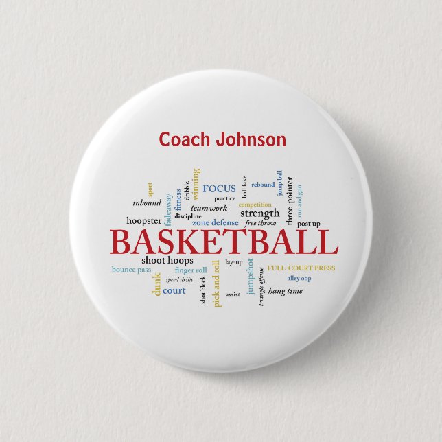Anpassa Basketball Coach Tack i Ord Knapp (Framsida)