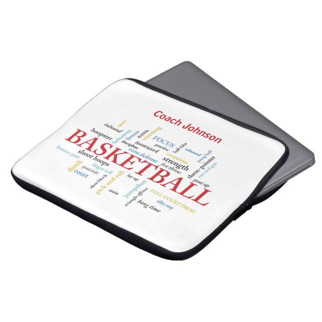 Anpassa Basketball Coach Tack i Ord Laptop Fodral (Framsida topp)