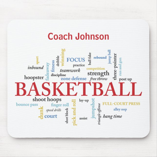 Anpassa Basketball Coach Tack i Ord Musmatta (Framsidan)