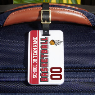 Anpassa Basketball Mörk Red and White Bagagebricka