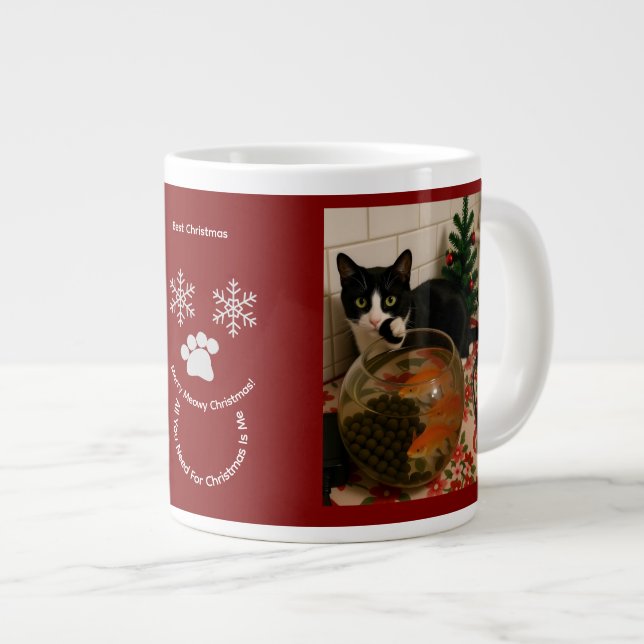 Anpassa ,Bästa jul ,Kattfoto Specialmugg Jumbo Mugg (Framsida höger)
