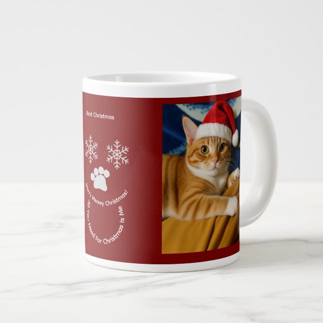 Anpassa ,Bästa julen ,Kattfoto Specialmugg Jumbo Mugg (Framsida höger)