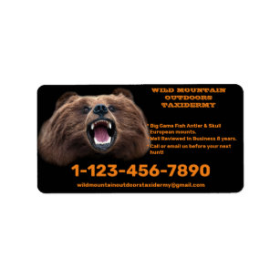 Anpassa Bear Large Game Taxidermy Shop Adressetikett
