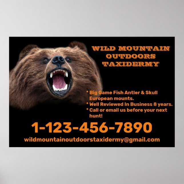 Anpassa Bear Large Game Taxidermy Shop Poster (Framsidan)