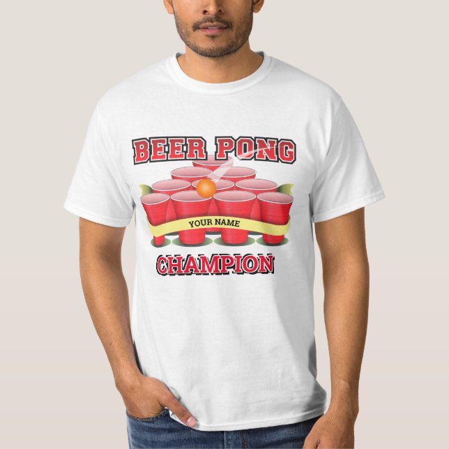 Anpassa Beer Pong Champion Kopp Pong Boll T Shirt (Framsida)