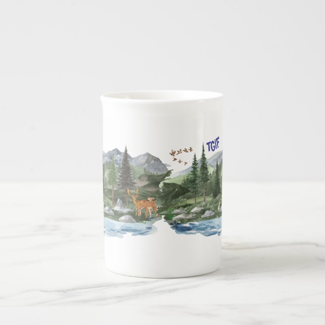 Anpassa bergsmiljön benporslin mugg (Framsidan)