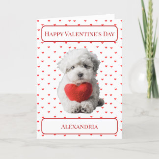 Anpassa Bichon Frise Puppy Valentine Card Tack Kort