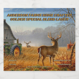 Anpassa Big Buck Deer Barnyard Showdown Detaljerad Ölflaska Etikett
