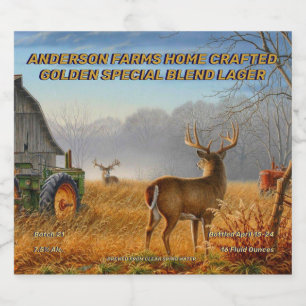 Anpassa Big Buck Deer Barnyard Showdown Detaljerad Ölflaska Etikett