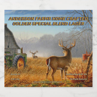 Anpassa Big Buck Deer Barnyard Showdown Detaljerad Ölflaska Etikett