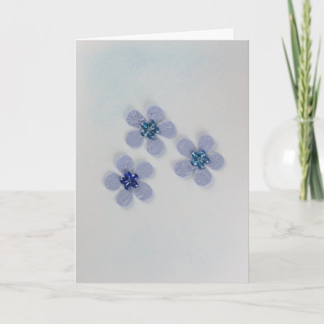 Anpassa blåa blommor med blank dekoration kort (Framsida)