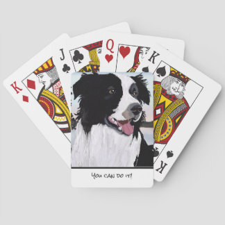 Anpassa Black and White Gräns Collie Smiling Casinokort