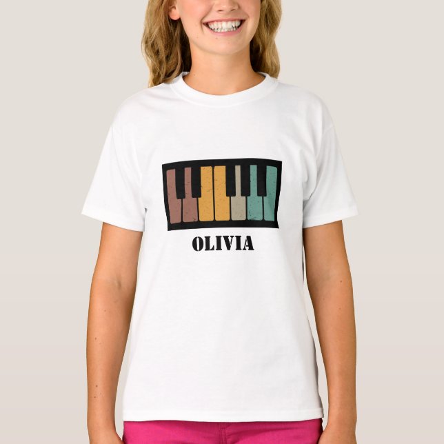 Anpassa Black and white piano nycklar T Shirt (Framsida)