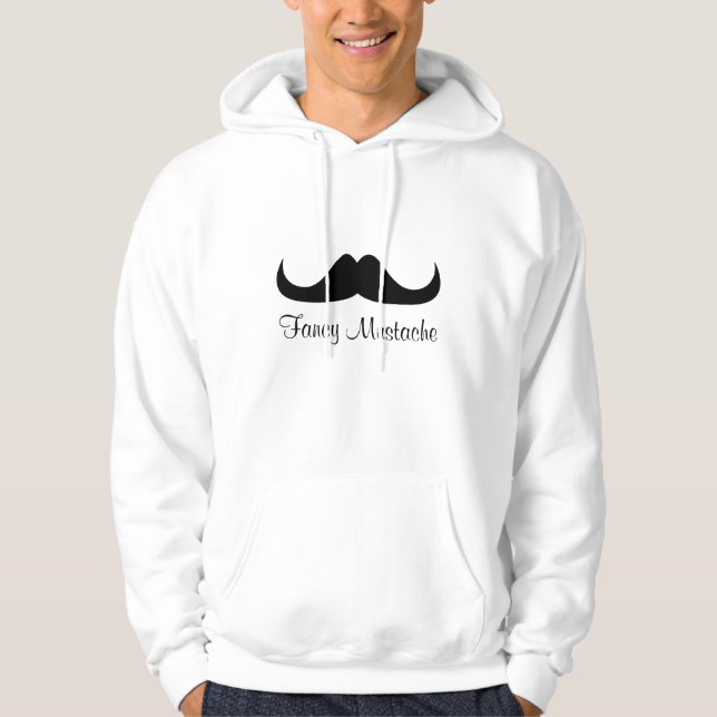 Anpassa Black finare mustache White hoodie (Framsida)