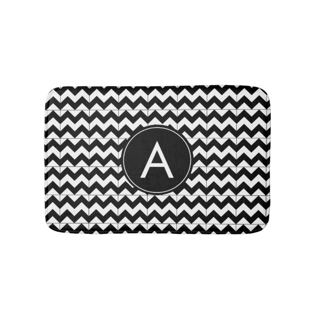 Anpassa Black White Chevron Mönster Badrumsmatta (Framsidan)