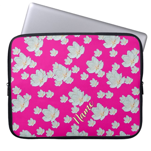 Anpassa Blommar på Shock rosa Laptop Fodral (Framsidan)