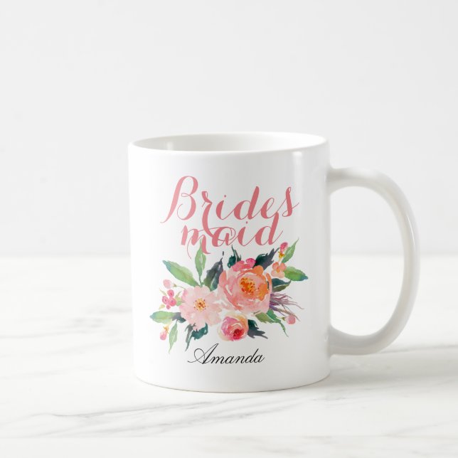 Anpassa Blommigt Bridesmaid Kaffemugg (Höger)