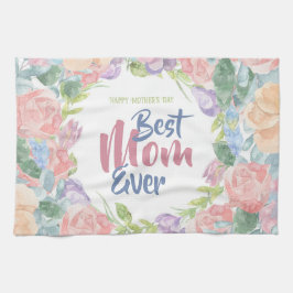 Anpassa Blommigt Watercolor Mors dag Kökshandduk