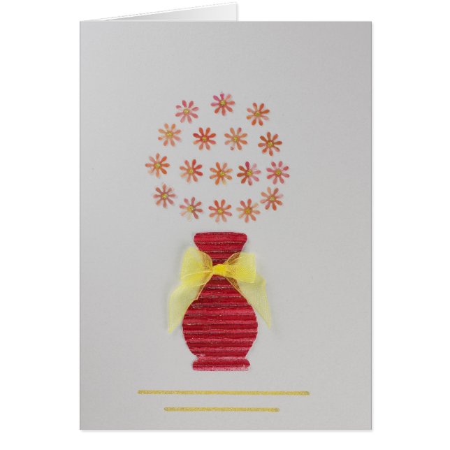 Anpassa blommor i en röd vas hälsningskort (Framsidan)