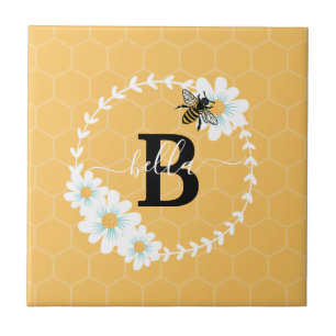 Anpassa blommor och bin från Brev till alfabet Kakelplatta