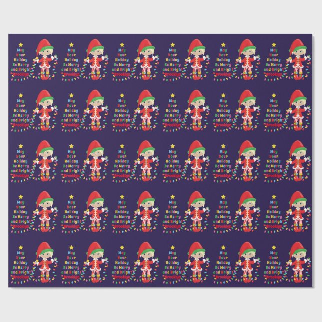 Anpassa Blonde Girl Elf Presentpapper (Platt)