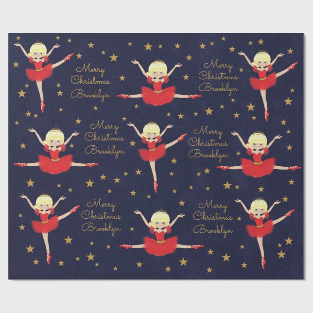 Anpassa Blonde Jul Ballerina Presentpapper (Platt)
