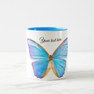 Anpassa BLUE BUTTERFLY Två-Tonad Mugg