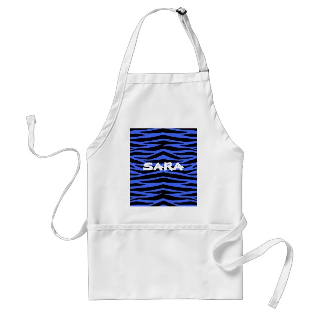 Anpassa Blue Zebra ränder Apron Förkläde (Framsidan)