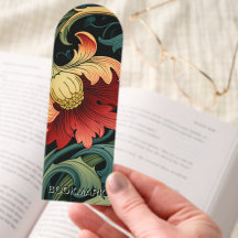 Anpassa Bokmärke - Art Nouveau Rött Blommotiv