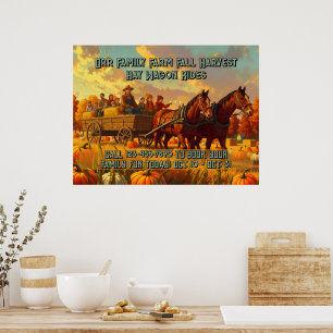 Anpassa Bondgård Höst Skörd Häst Draget Vagn Tur Poster