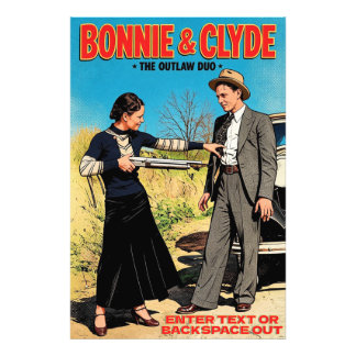 Anpassa Bonnie And Clyde Retro Art Outlaw Duo Fototryck