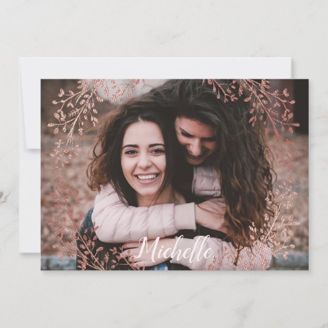 Anpassa Bridesmaid Frieri Blommigten Ro Guld Julkort (Framsida)