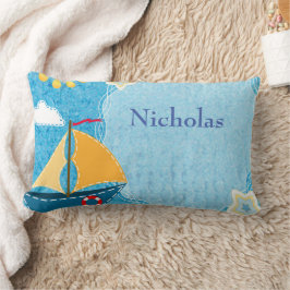 Anpassa Bright Gult Sol Blue Segelbåt Lumbarkudde