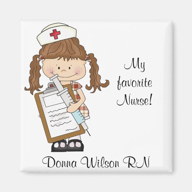 Anpassa Brunette Nurse Gifts! Magnet (Framsidan)