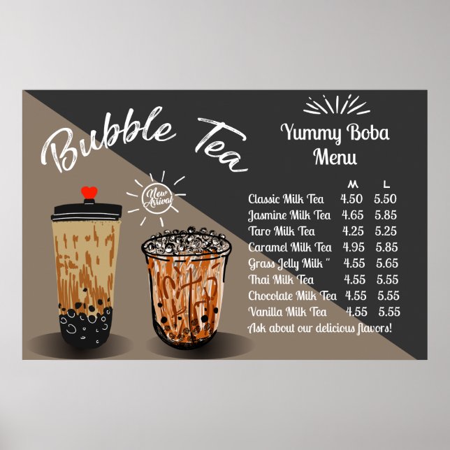 Anpassa Bubble Tea Boba Donut Shop Large Poster (Framsidan)
