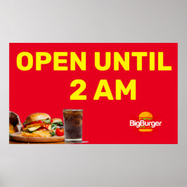 Anpassa Burger Restaurant Logotyp Öppet Till 02:00 Poster