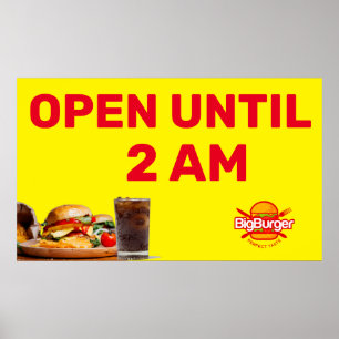 Anpassa Burger Restaurant Logotyp Öppet Till 2 På Poster