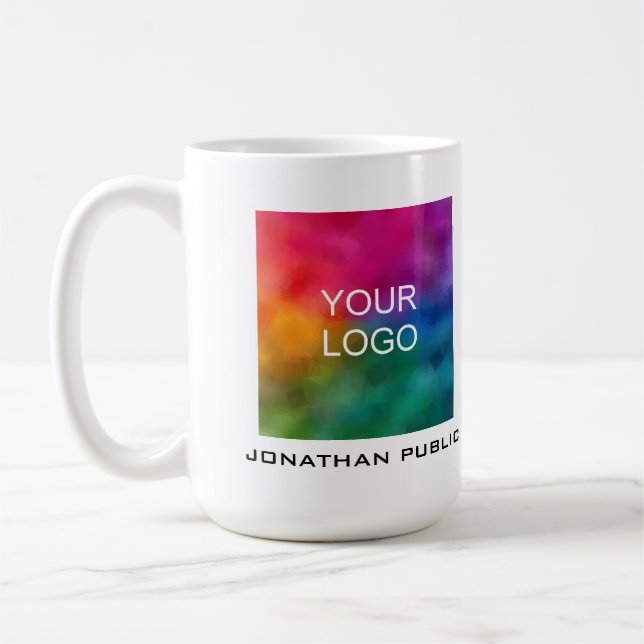 Anpassa Business Company Logotyp Add Namn Text Kaffemugg (Vänster)