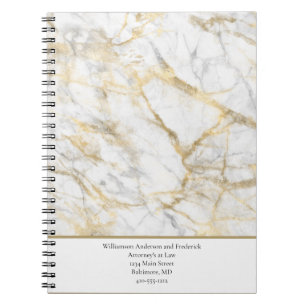 Anpassa Business Guld White Grått Marble Anteckningsbok