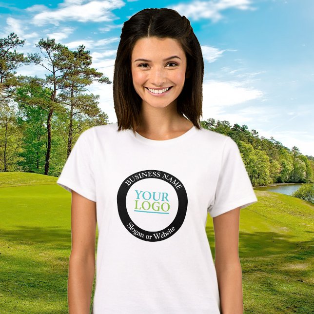 Anpassa Business Namn Logotyp Slogan Black Circle T Shirt (Skapare uppladdad)